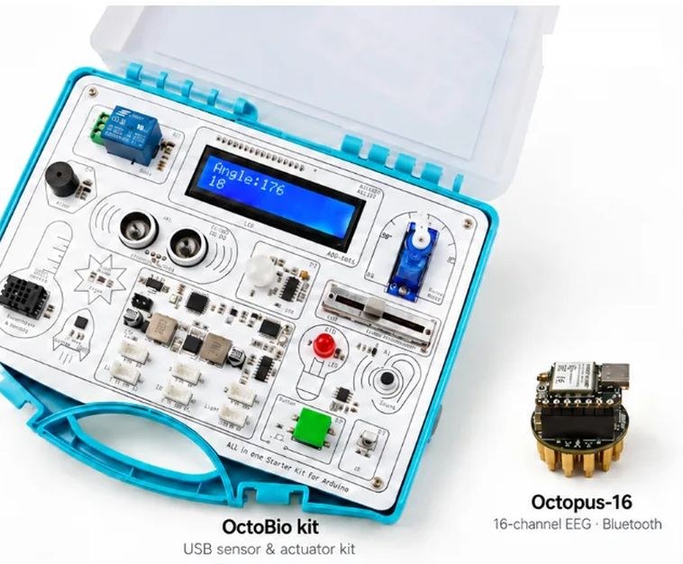 OctoBio Kit: Elecrow starter kit and Octopus 16 EEG board